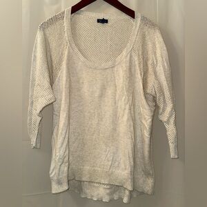Splendid Light Beige Scoop Neck Mesh Sweater